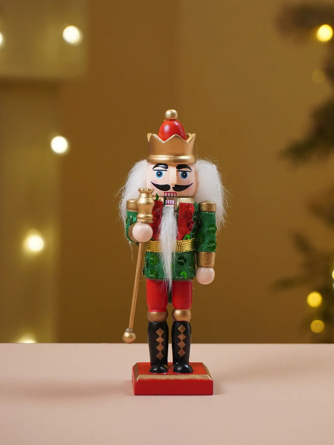Royal Glitter Set of 4 Wooden Nutcrackers, Christmas Tree Ornaments, 5.1 inches ht