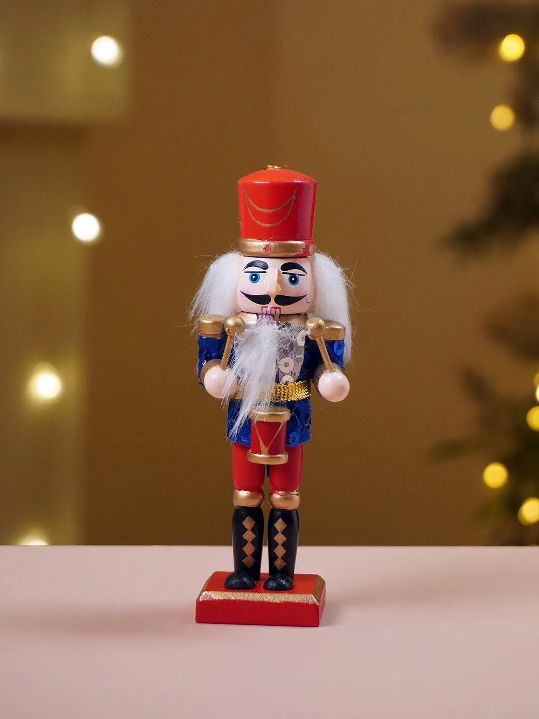 Royal Glitter Set of 4 Wooden Nutcrackers, Christmas Tree Ornaments, 5.1 inches ht