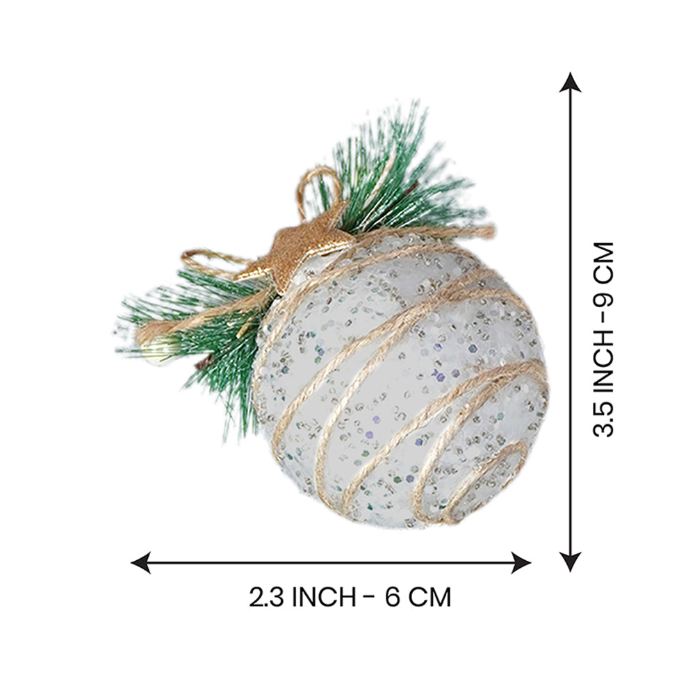 4 pcs Glitter Jute Snowy Elf themed Christmas Tree Ornaments