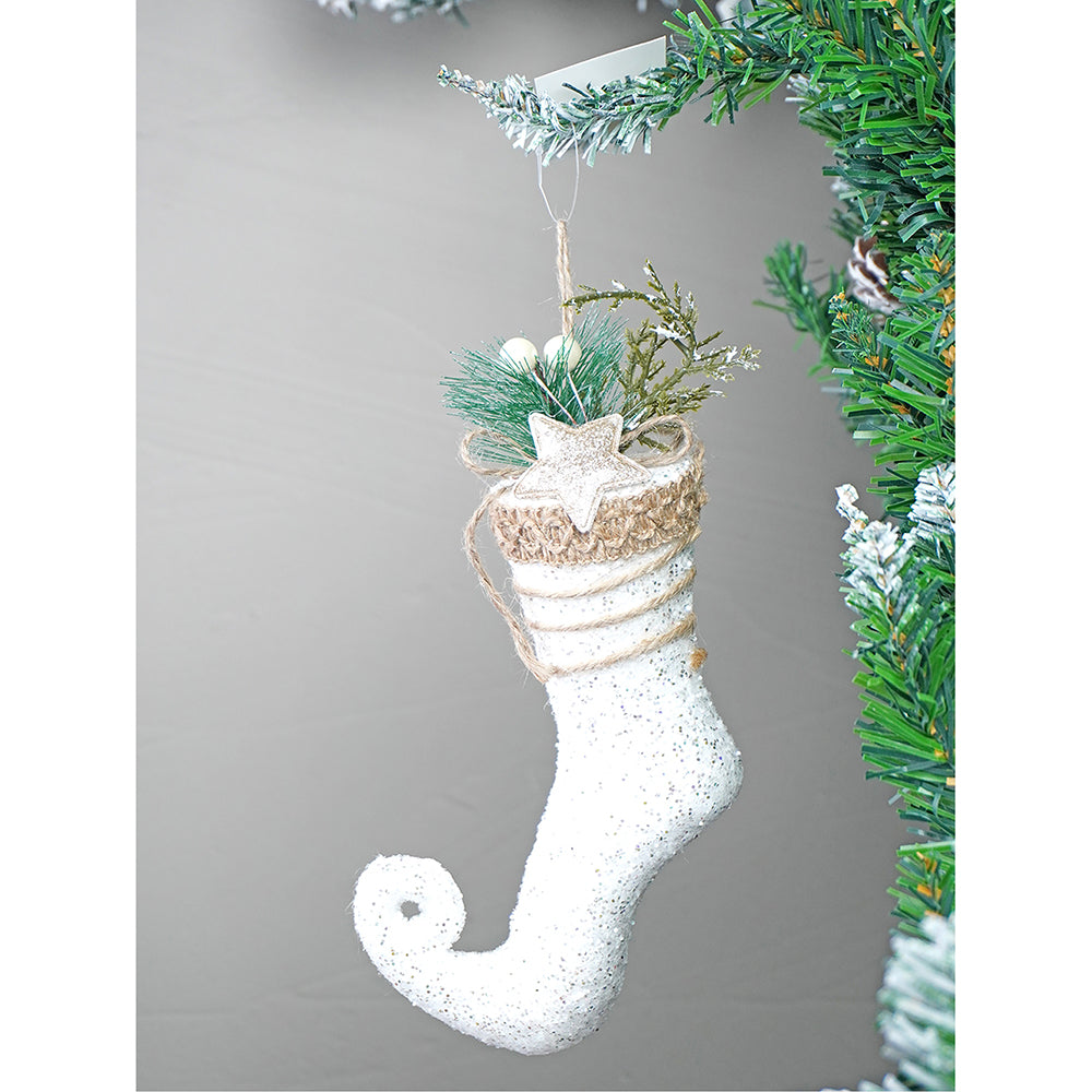 4 pcs Glitter Jute Snowy Elf themed Christmas Tree Ornaments