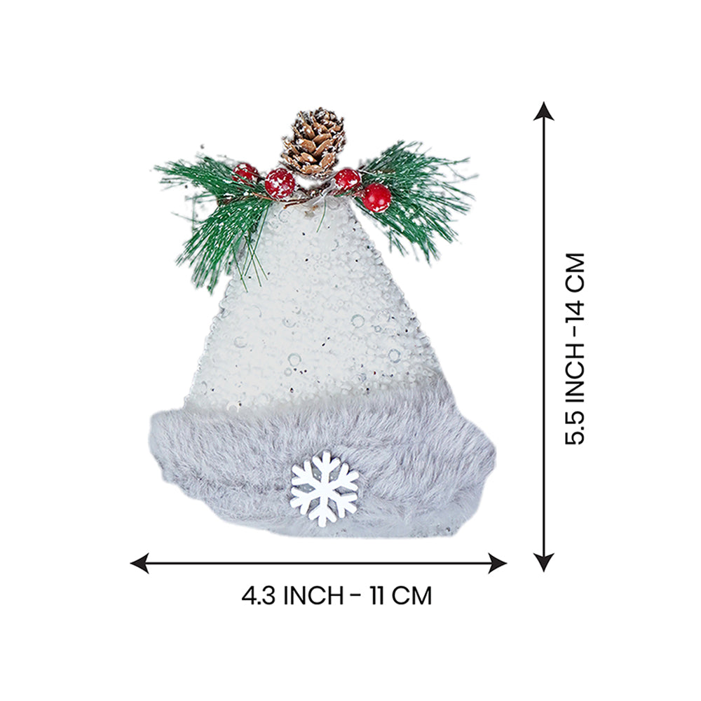 4 pcs Silver Furry Winter Accessories themed Christmas Tree Ornaments