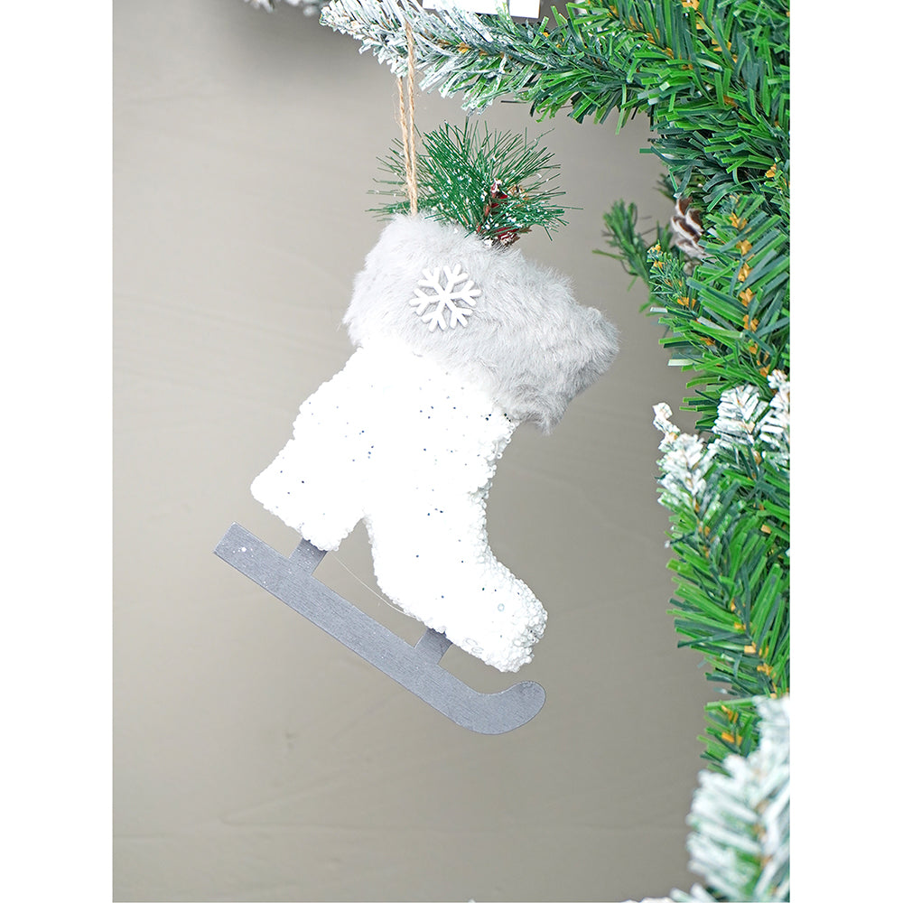 4 pcs Silver Furry Winter Accessories themed Christmas Tree Ornaments