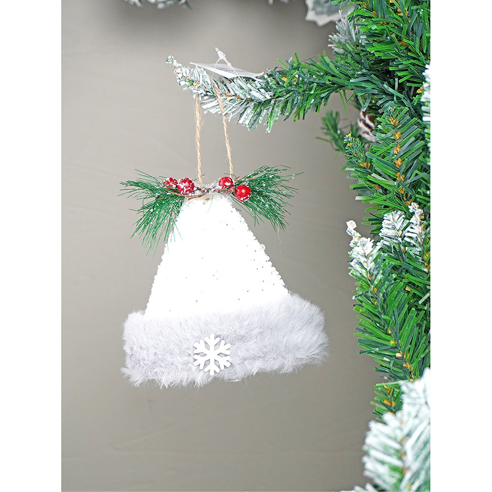 4 pcs Silver Furry Winter Accessories themed Christmas Tree Ornaments