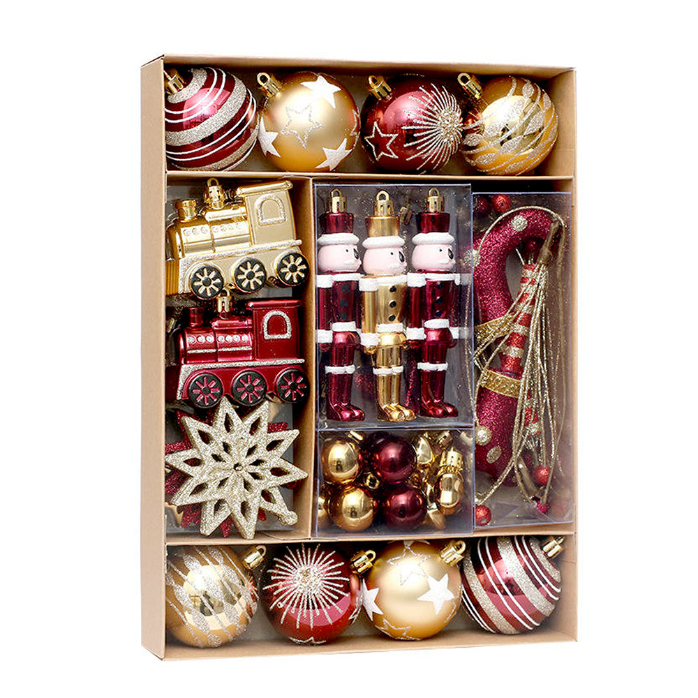 50pcs Deep Maroon Burgundy & Gold Christmas Tree ornaments XMAS Tree decoration set
