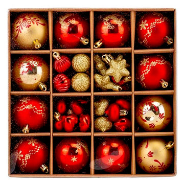 52 pcs Balls, Hearts & Stars, themed  assorted Christmas Tree Balls & xmas decoration set