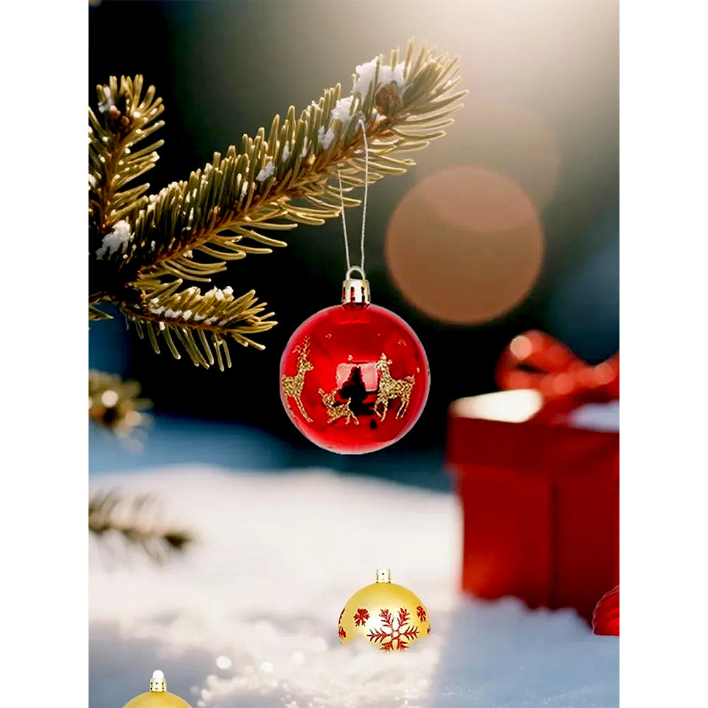 52 pcs Balls, Hearts & Stars, themed  assorted Christmas Tree Balls & xmas decoration set
