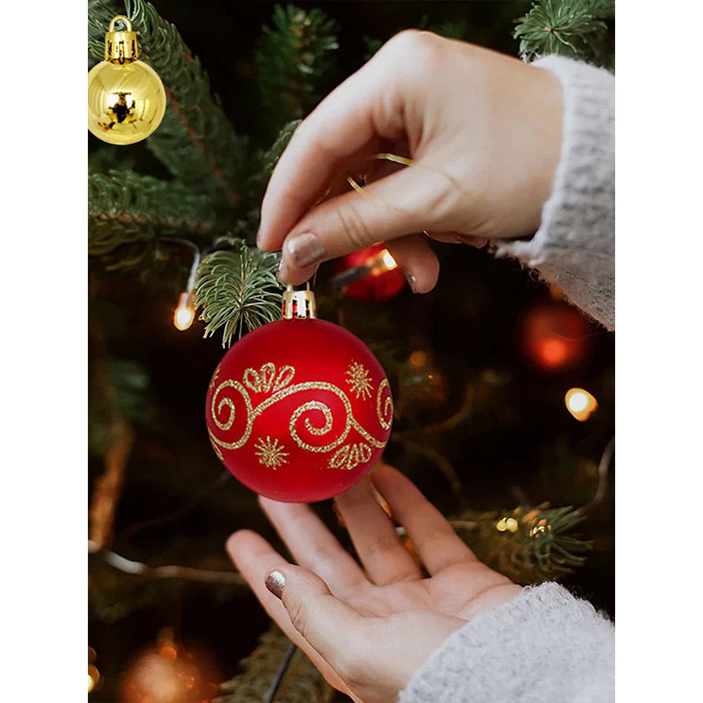 52 pcs Balls, Hearts & Stars, themed  assorted Christmas Tree Balls & xmas decoration set