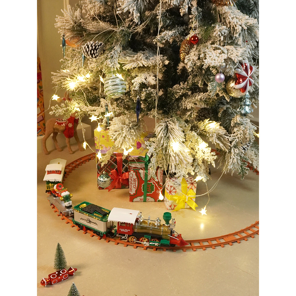 52pcs  Classic  electric Train Track set with Light and Sound for Christmas Tree Base Decor