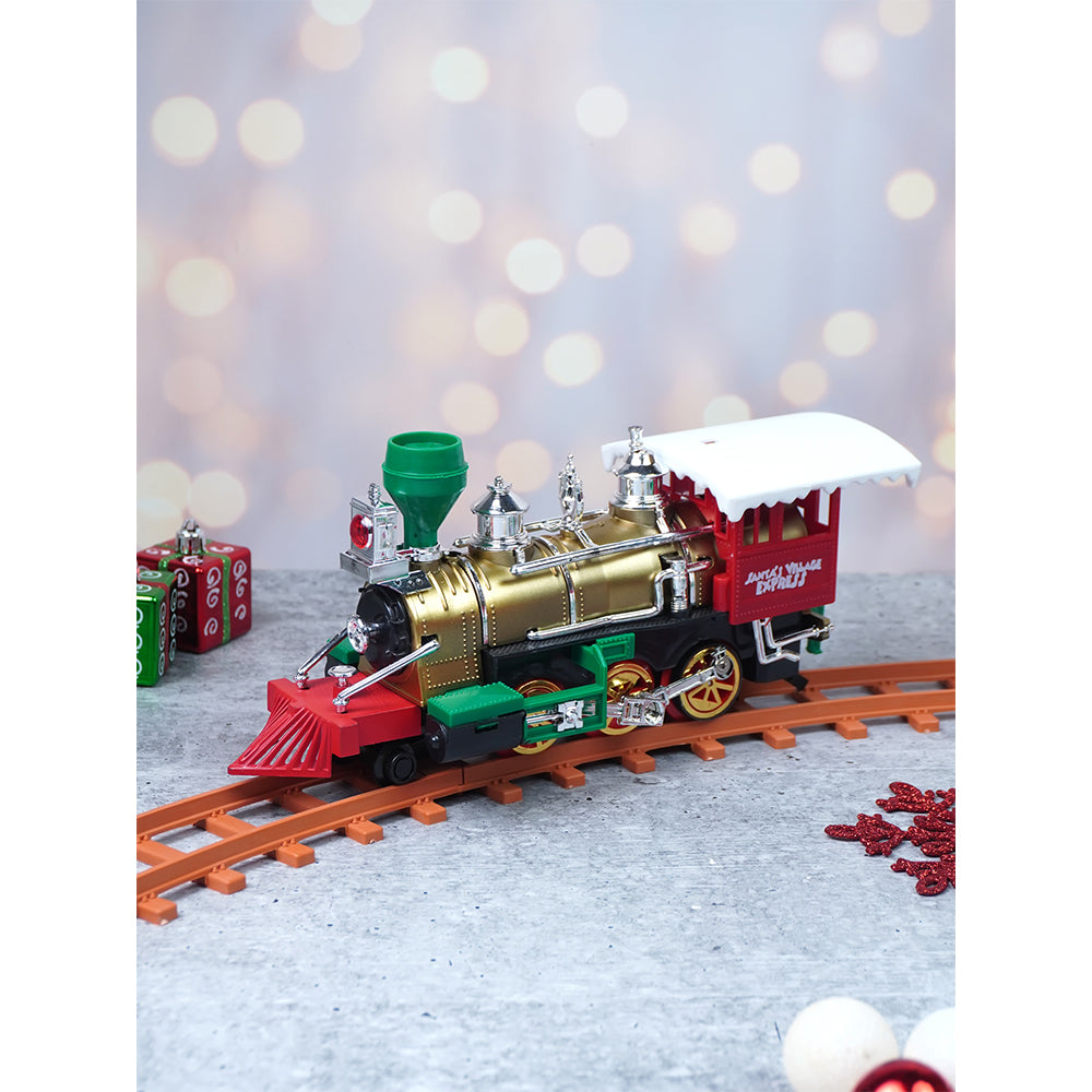 52pcs  Classic  electric Train Track set with Light and Sound for Christmas Tree Base Decor