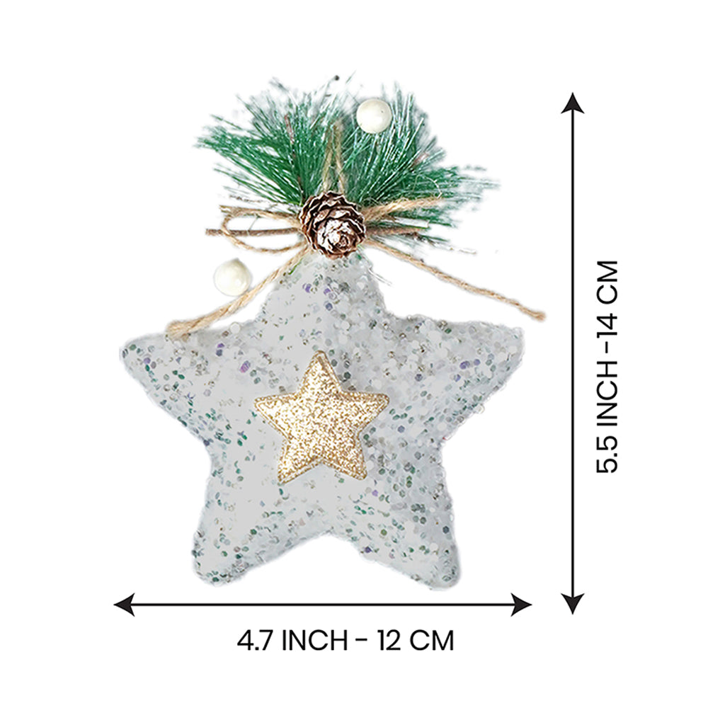 5 pcs Double Glitter Jute themed Christmas Tree Ornaments
