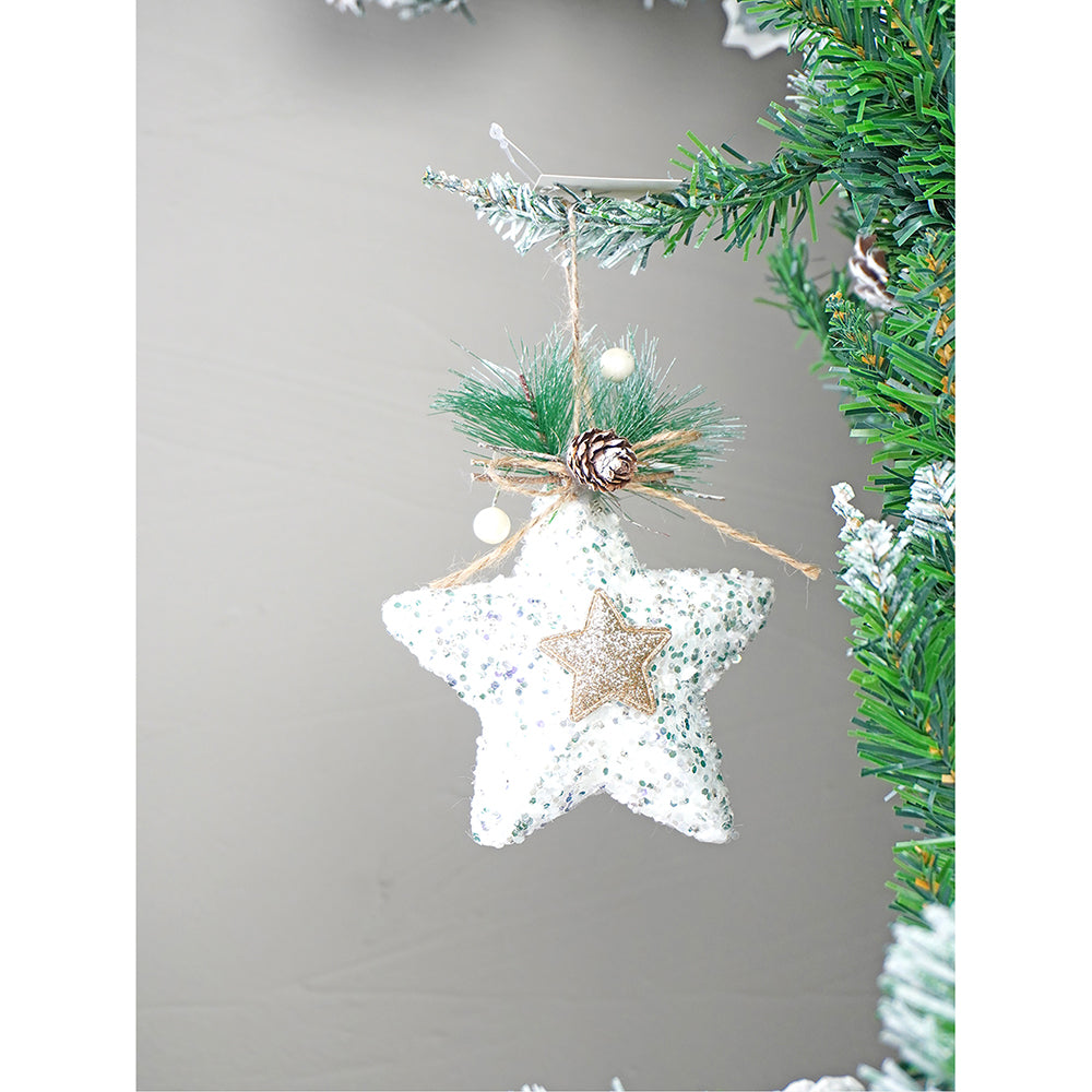 5 pcs Double Glitter Jute themed Christmas Tree Ornaments