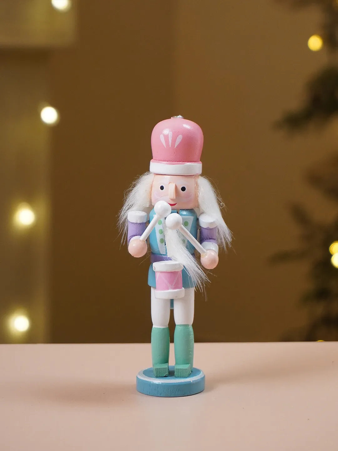 Pastel Candy Wonderland Set of 5 Wooden Nutcrackers, Christmas Tree Ornaments, 5.1 inches ht