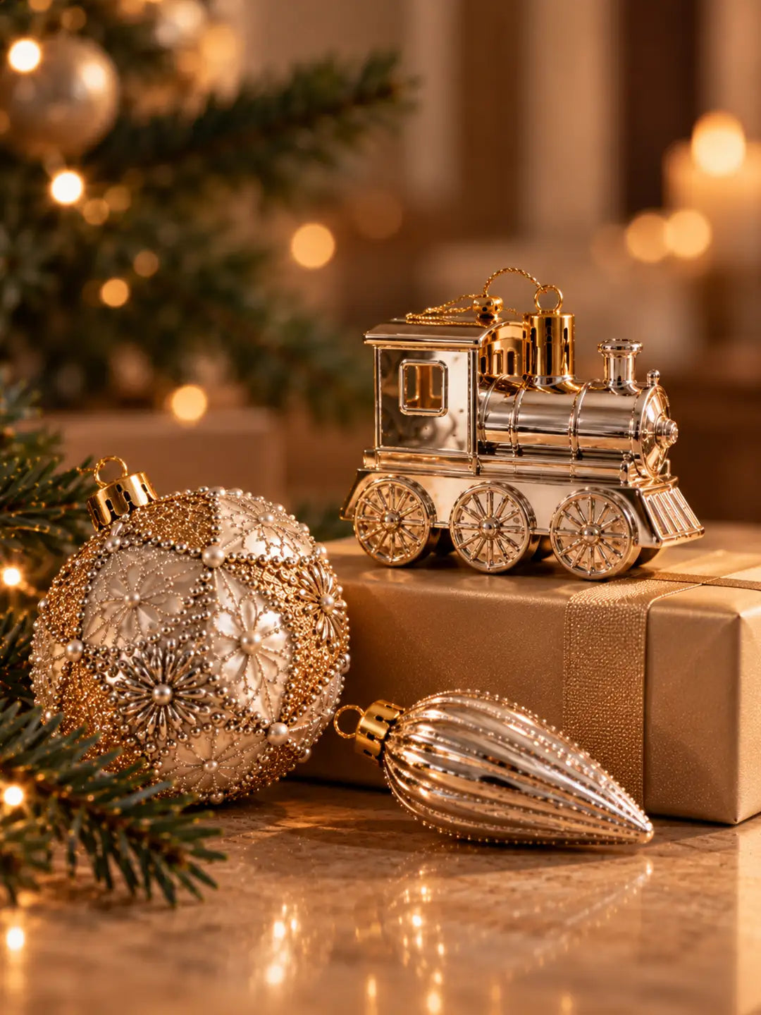 60 pcs Champagne Gold Christmas Tree Ornaments, Xmas Tree Decoration Balls Set
