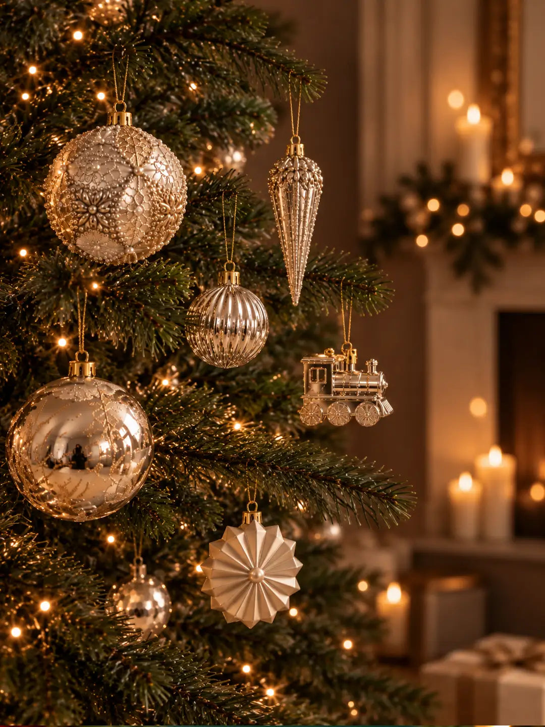 60 pcs Champagne Gold Christmas Tree Ornaments, Xmas Tree Decoration Balls Set