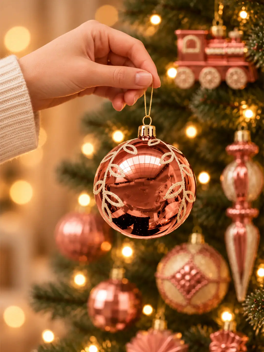 60 pcs Champagne Gold Christmas Tree Ornaments, Xmas Tree Decoration Balls Set