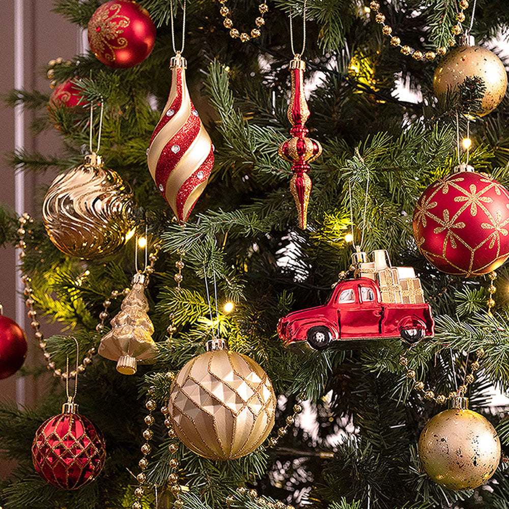 60 pcs Classic Red & Gold Campavan themed Christmas Balls tree hanging, Xmas Decoration set.