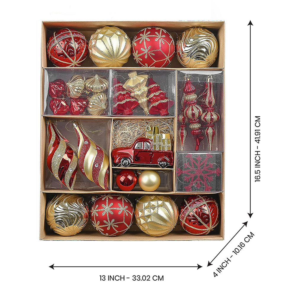 60 pcs Classic Red & Gold Campavan themed Christmas Balls tree hanging, Xmas Decoration set.