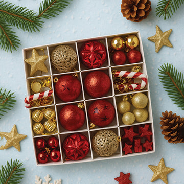 64 pcs  Red & Gold Mix themed Christmas Balls tree hanging, XMAS Decoration set.