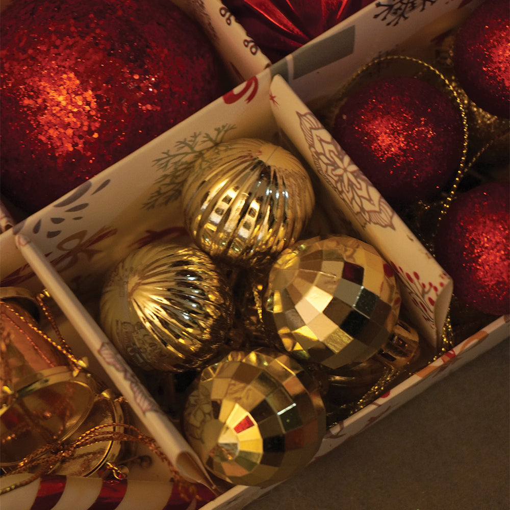 64 pcs  Red & Gold Mix themed Christmas Balls tree hanging, XMAS Decoration set.