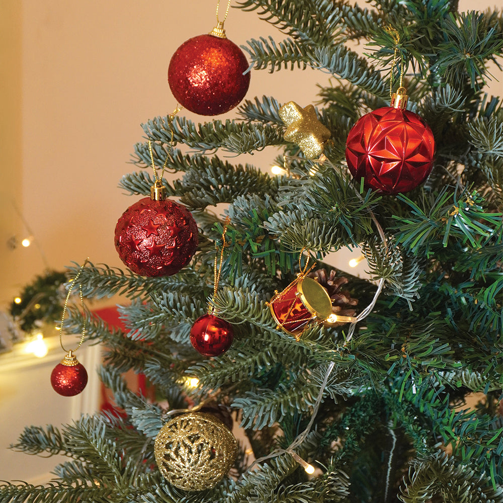 64 pcs  Red & Gold Mix themed Christmas Balls tree hanging, XMAS Decoration set.