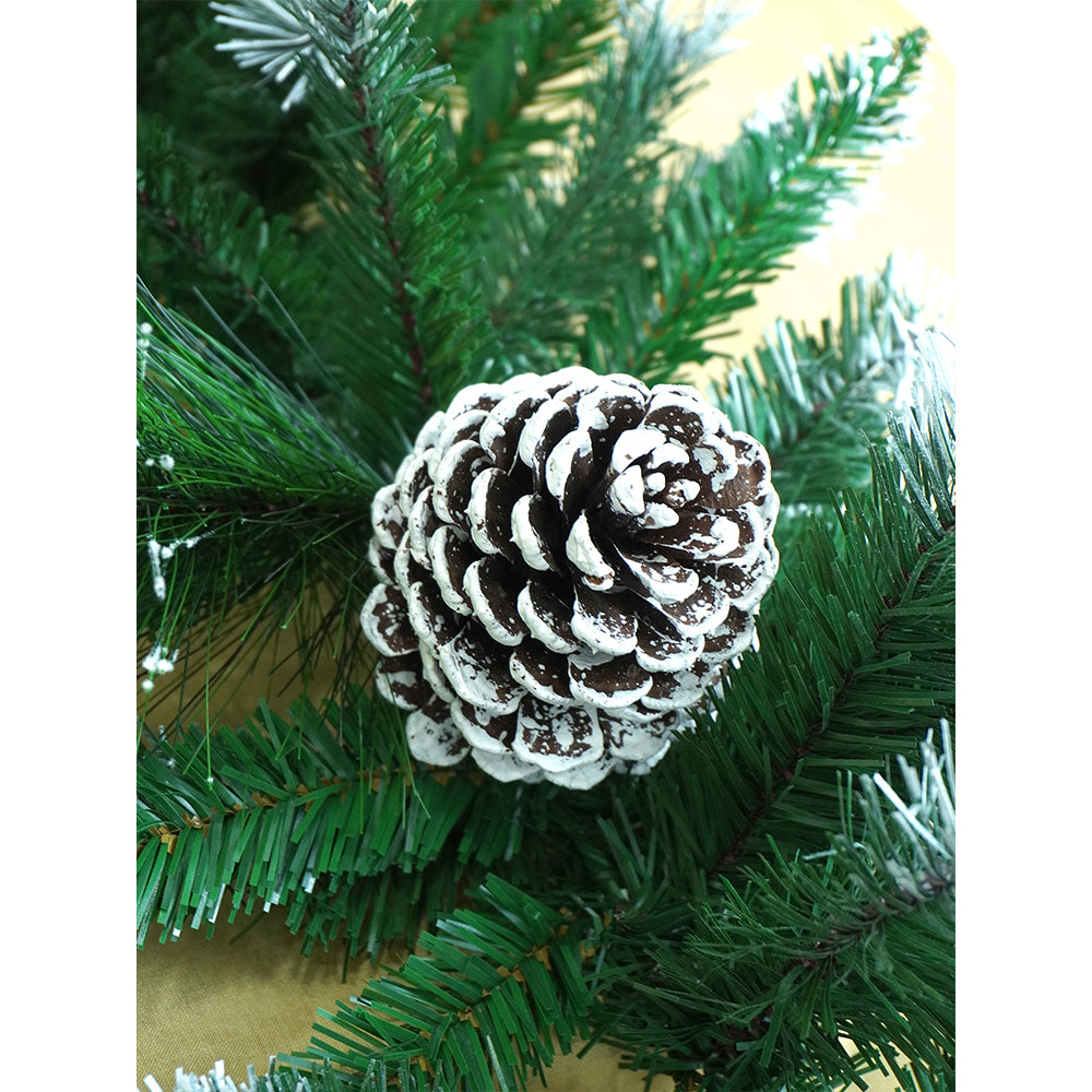 6 feet Snow Dust , Green Xmas Garland filled with Snow dust fillers & Snow Pinecones Christmas Garland for Home and Table Décor