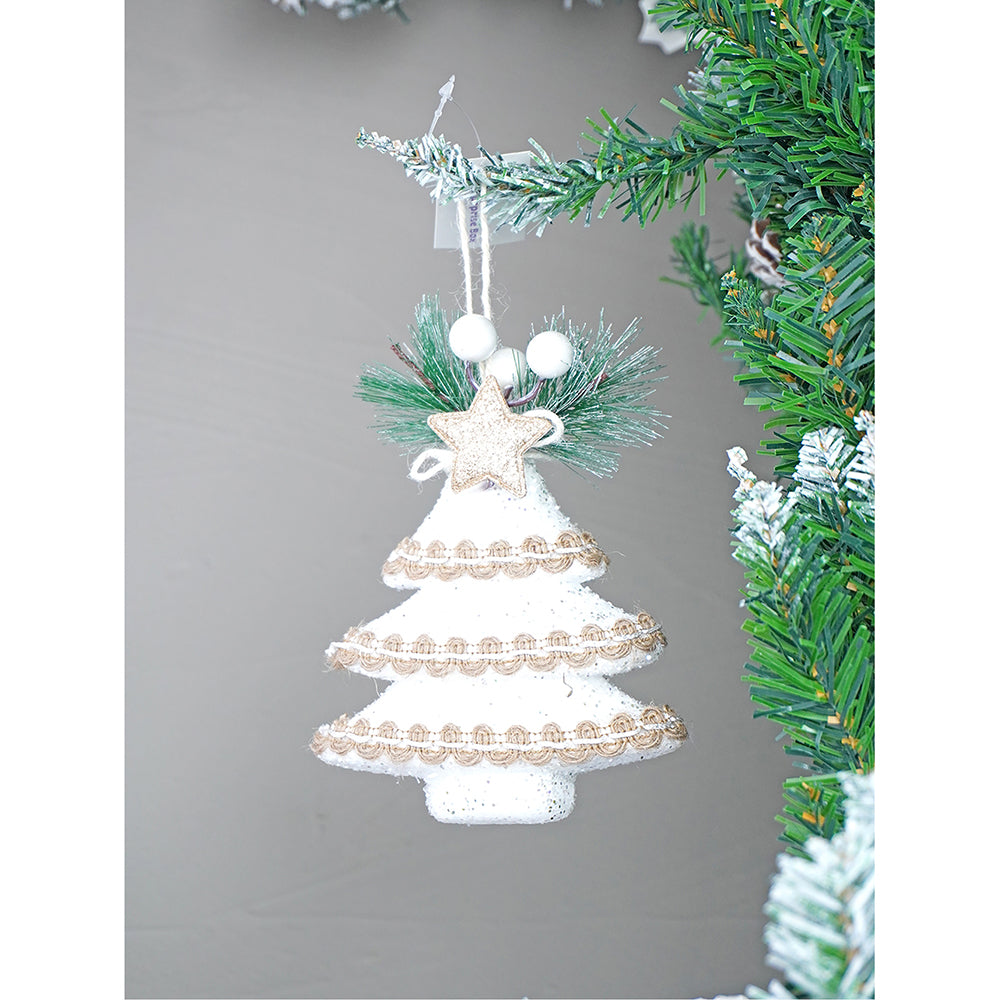 5 pcs Glitter Jute themed Christmas Tree Ornaments