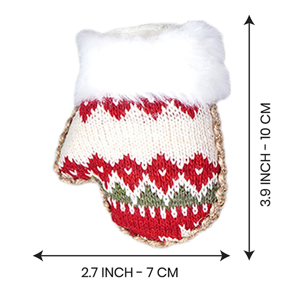 12 pcs Red Knitted Snowflakes themed Christmas Tree Ornaments