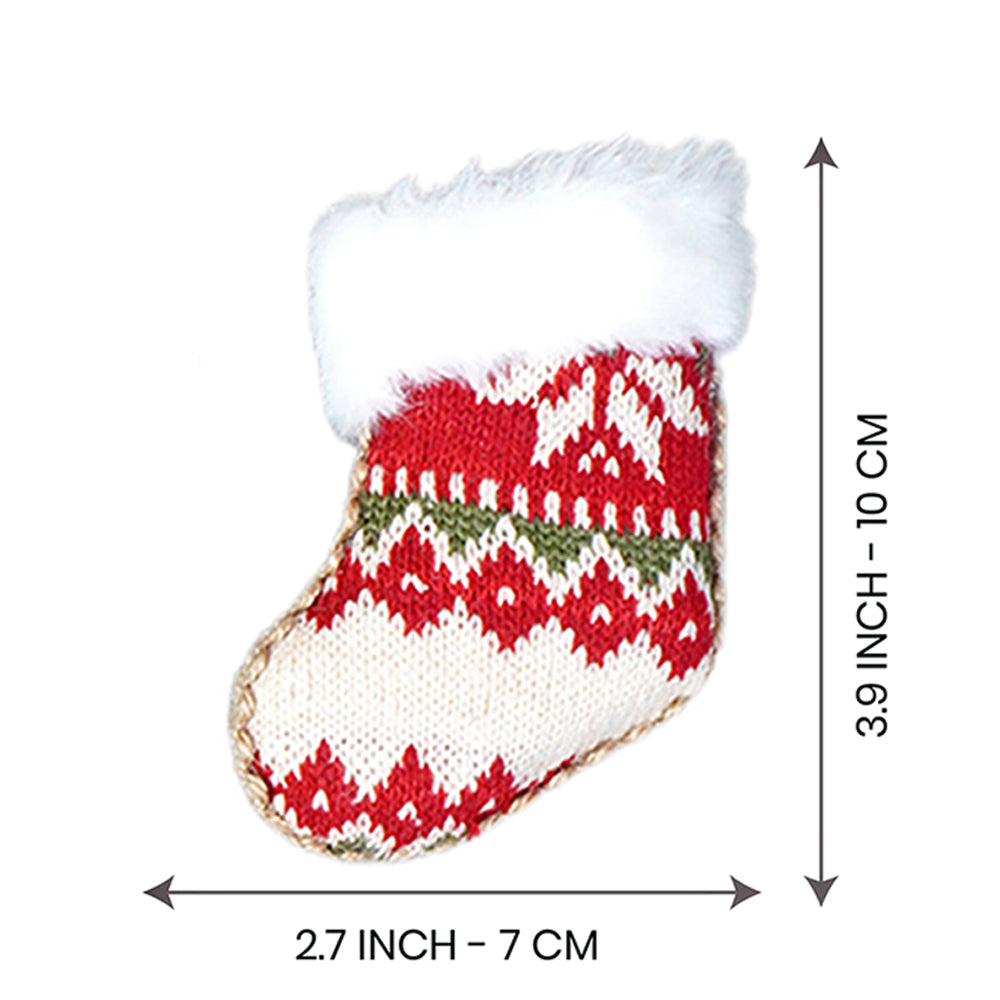 12 pcs Red Knitted Snowflakes themed Christmas Tree Ornaments