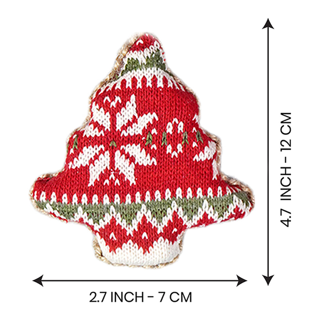 12 pcs Red Knitted Snowflakes themed Christmas Tree Ornaments