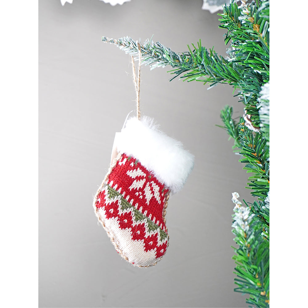 12 pcs Red Knitted Snowflakes themed Christmas Tree Ornaments