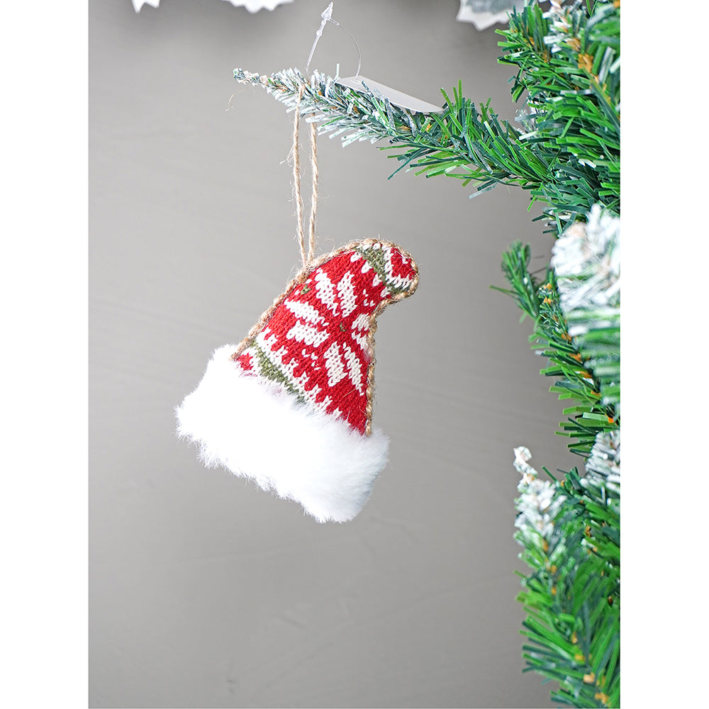 12 pcs Red Knitted Snowflakes themed Christmas Tree Ornaments