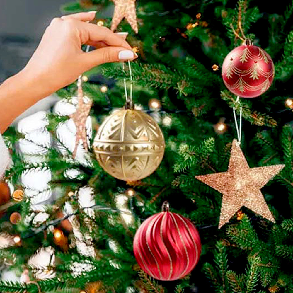 70pcs Red & Gold Poinsetta themed  assorted Christmas Tree Balls & xmas decoration set