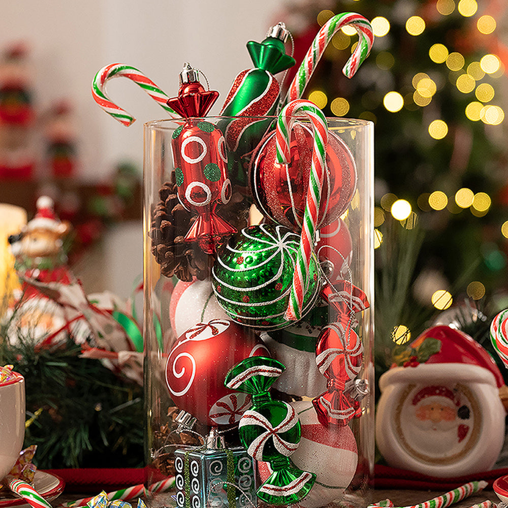 70 pcs Red ,Green, White chocolates, Cupcakes themed Christmas Balls tree hanging ,Xmas Decoration set.