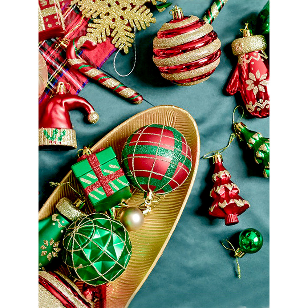 78pcs Green & Red Big size Mittens themed assorted Christmas Ball & xmas decoration set