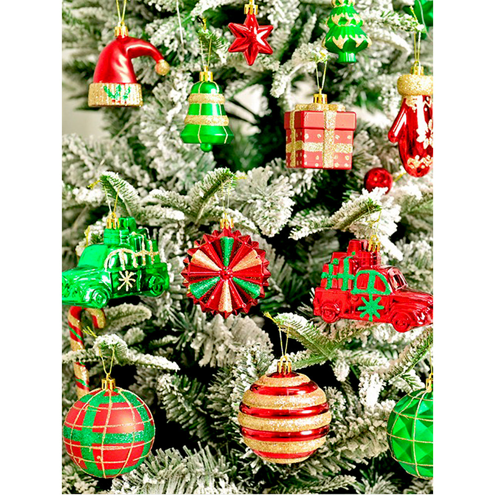 78pcs Green & Red Big size Mittens themed assorted Christmas Ball & xmas decoration set