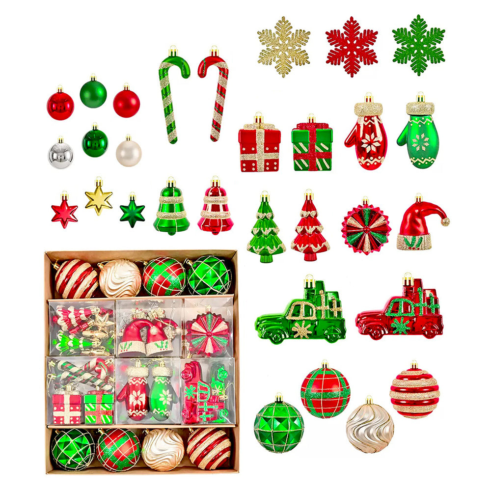 78pcs Green & Red Big size Mittens themed assorted Christmas Ball & xmas decoration set
