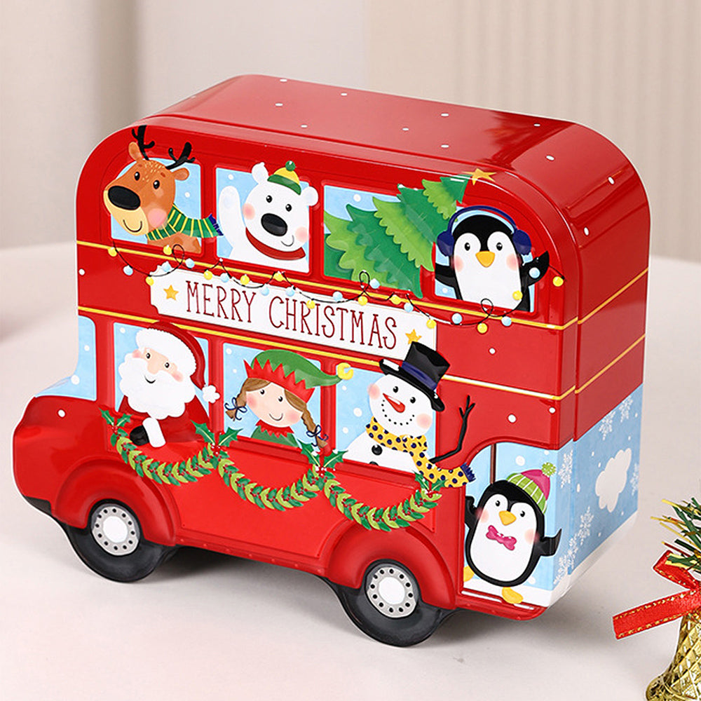 7 Pcs Premium Christmas Gift Combo Set– Red Bus Tin with Notebook, Elf Hat, Wrist Band & Accessories
