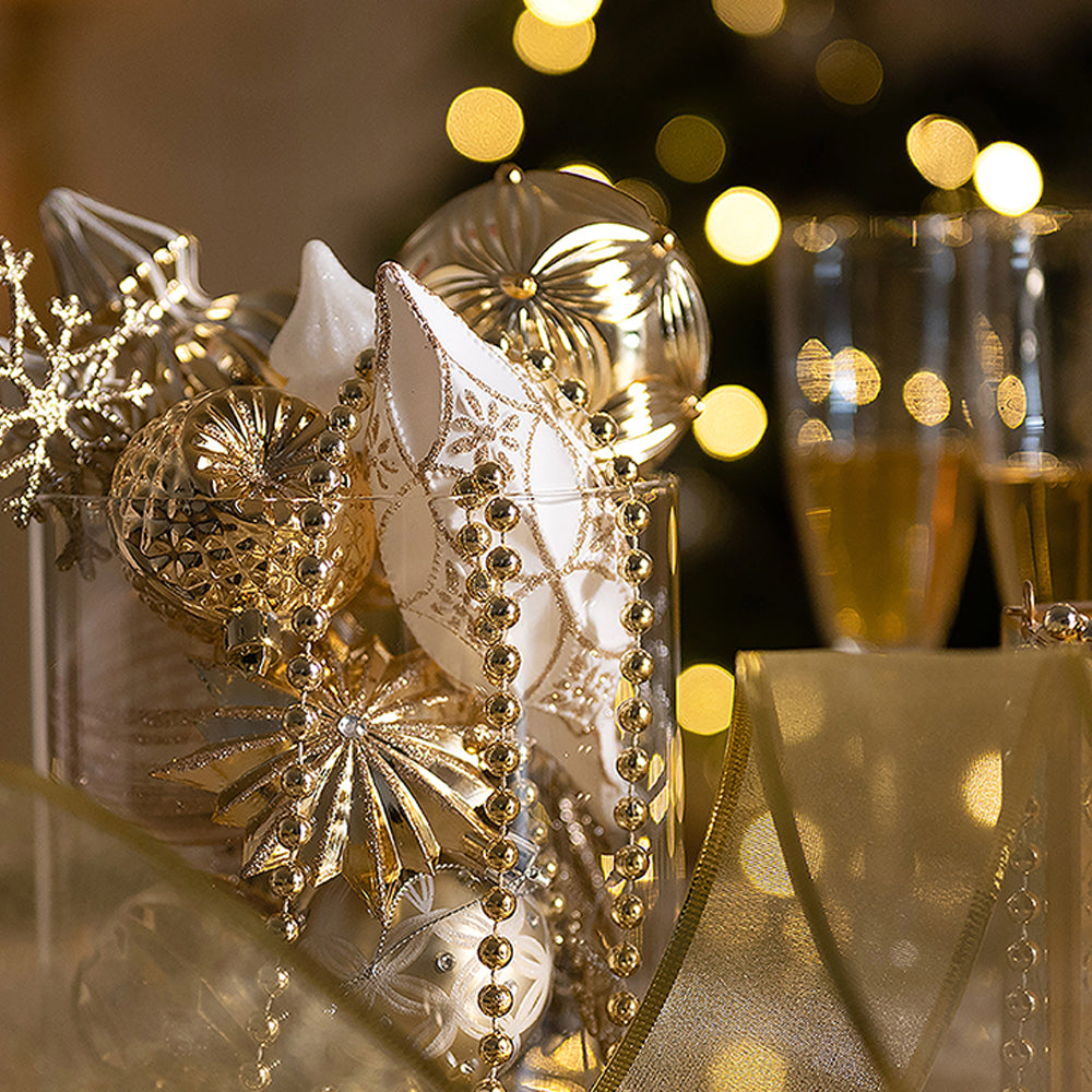 80 pcs Classic Gold & White Chandelier themed Christmas Balls tree hanging, Xmas Decoration set.