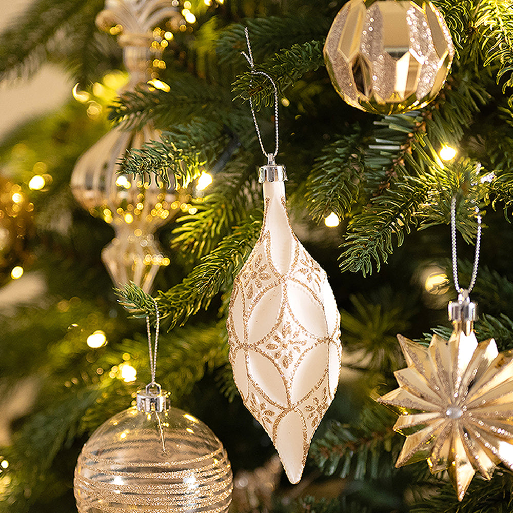 80 pcs Classic Gold & White Chandelier themed Christmas Balls tree hanging, Xmas Decoration set.
