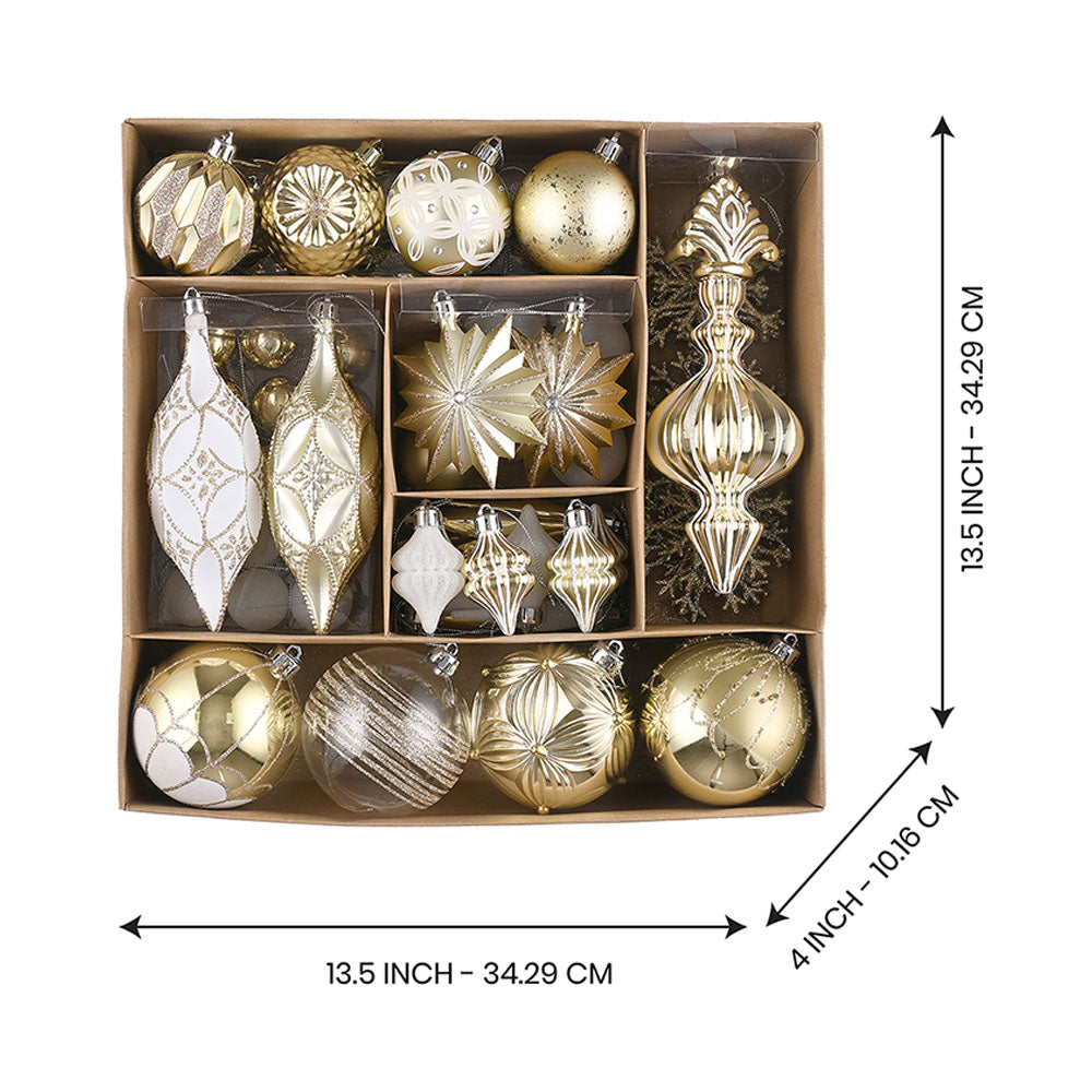 80 pcs Classic Gold & White Chandelier themed Christmas Balls tree hanging, Xmas Decoration set.