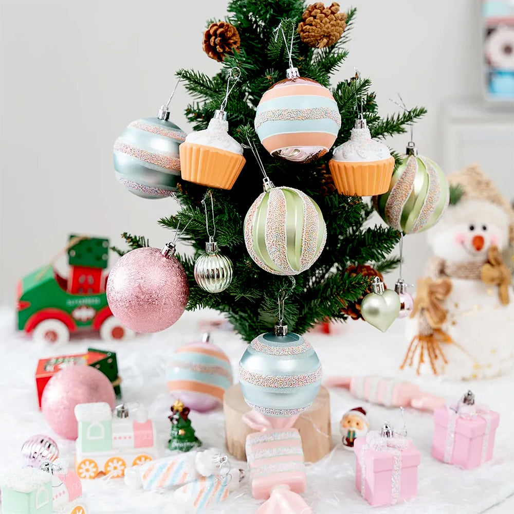 80pcs Pastel Sprinkle Candies Tree ornaments XMAS Tree decoration set