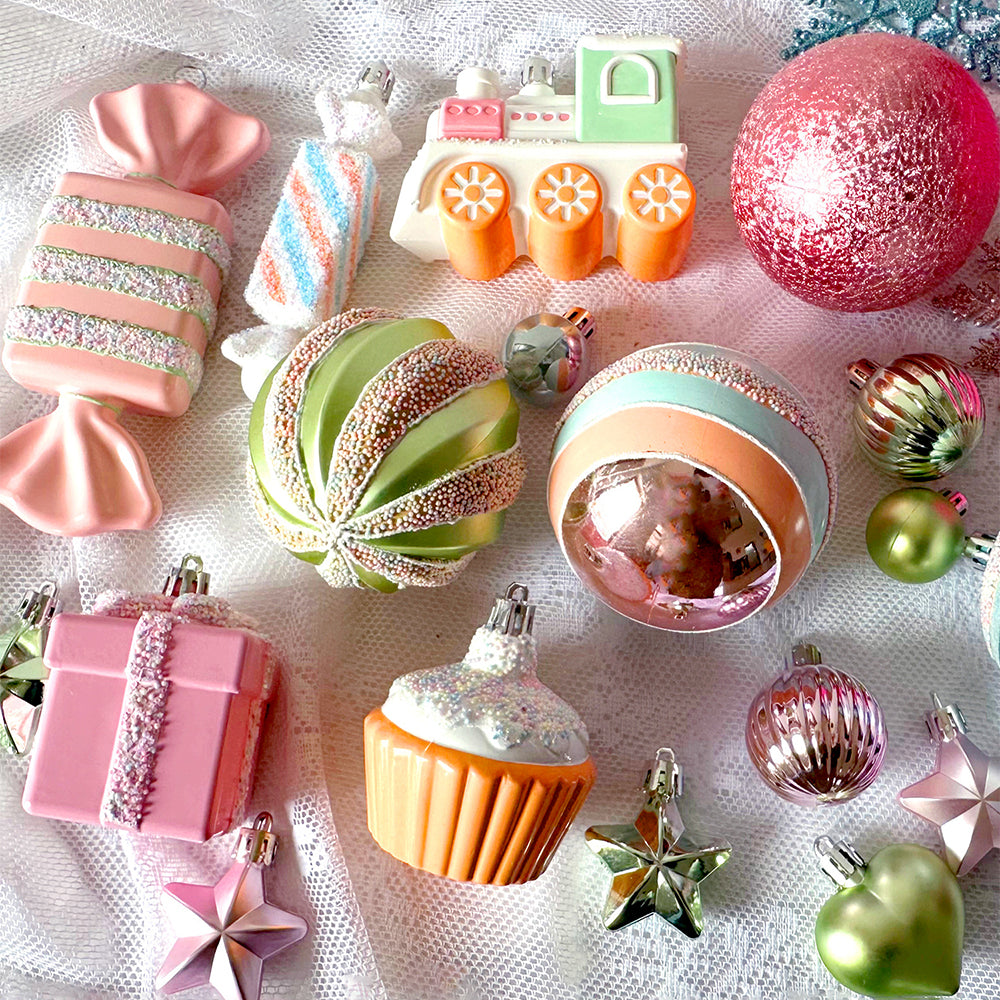 80pcs Pastel Sprinkle Candies Tree ornaments XMAS Tree decoration set