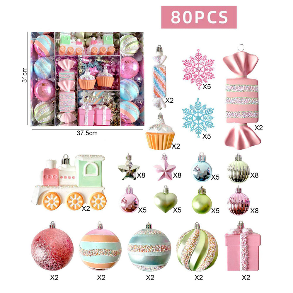 80pcs Pastel Sprinkle Candies Tree ornaments XMAS Tree decoration set