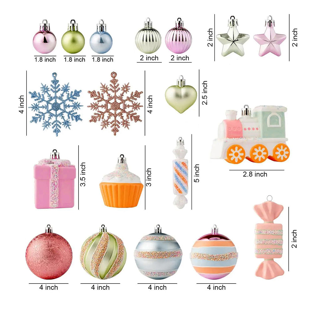 80pcs Pastel Sprinkle Candies Tree ornaments XMAS Tree decoration set