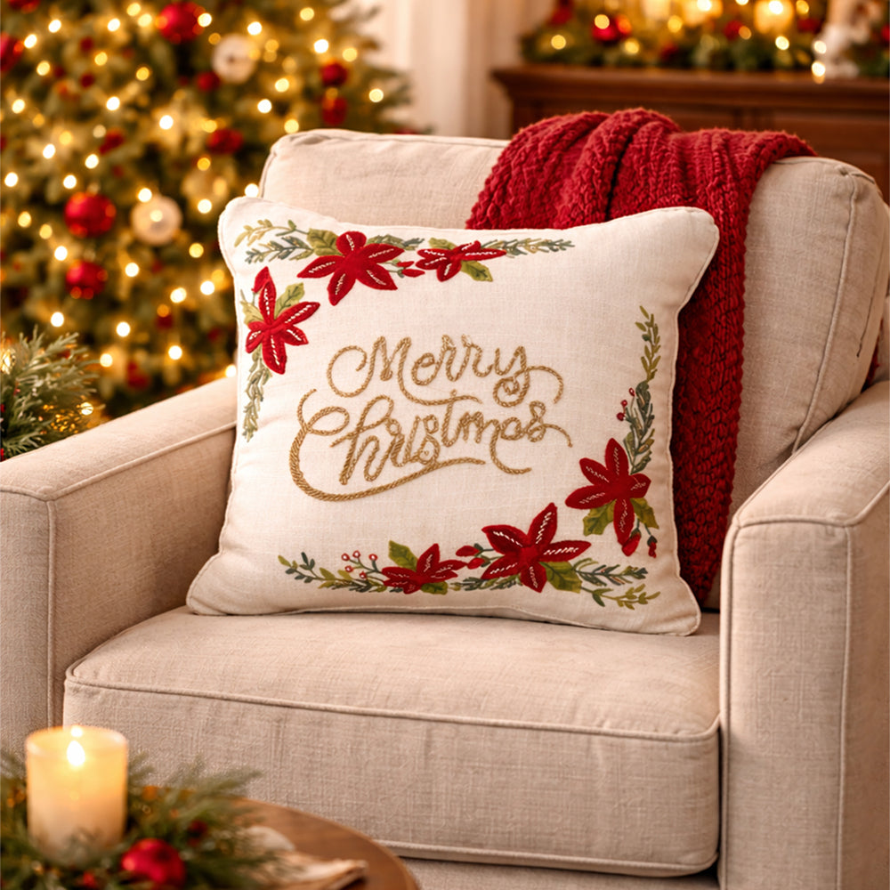 Merry Christmas Big size Beaded Christmas Pillow
