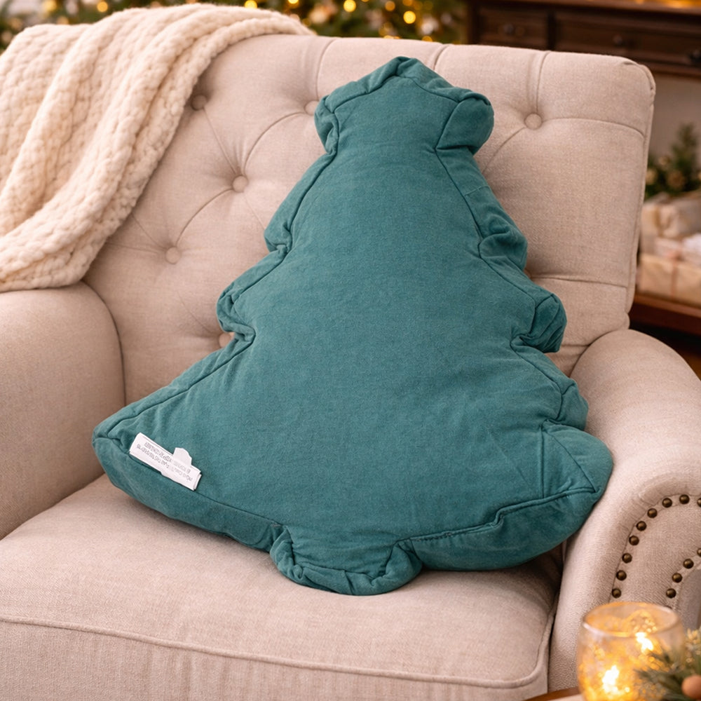 Velvet Beaded Christmas Tree shaped Christmas Pillow Home Décor