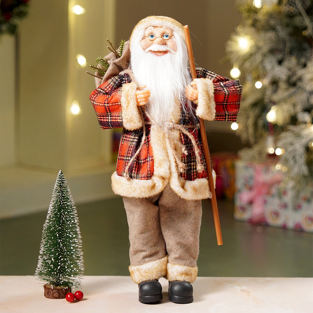 17.5 inches Beige Furry Coat Santa Christmas Home & Table Décor