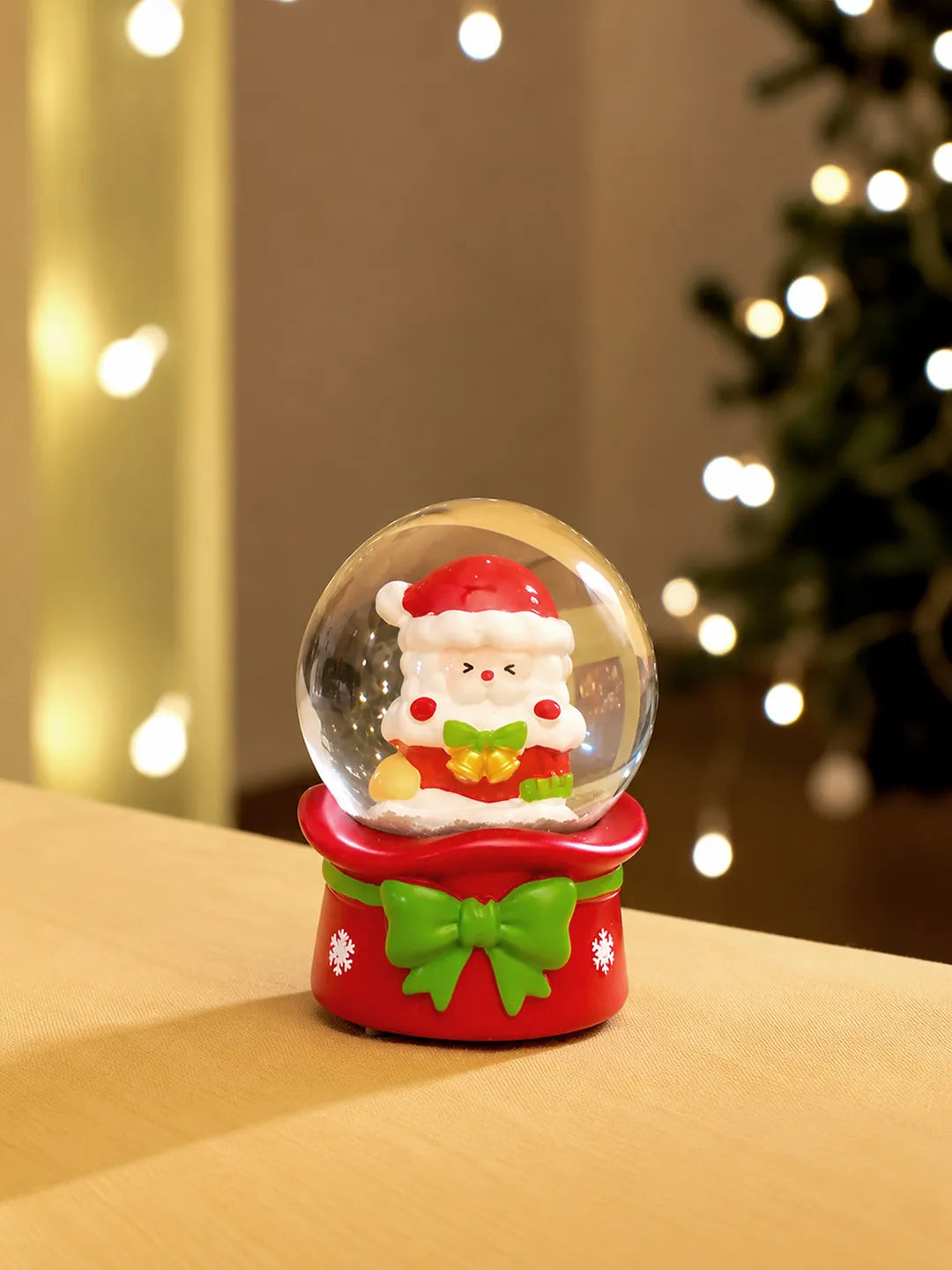 Santa with a Bell Mini colorful LED Dome, Christmas Table Décor & Gift option
