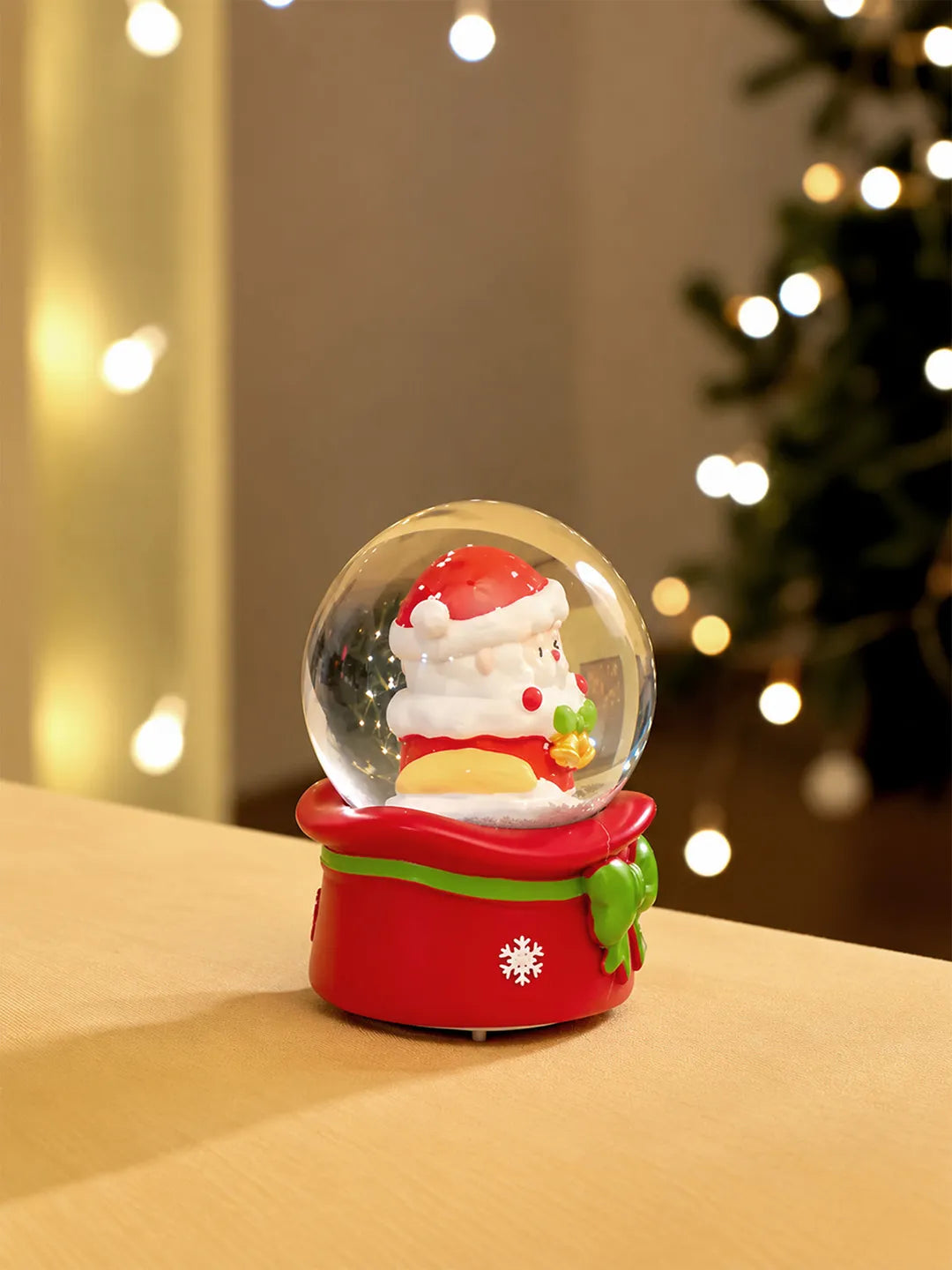Santa with a Bell Mini colorful LED Dome, Christmas Table Décor & Gift option