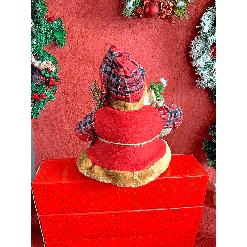 19 inches Premium Plaided checks sitting  Santa Christmas Décor